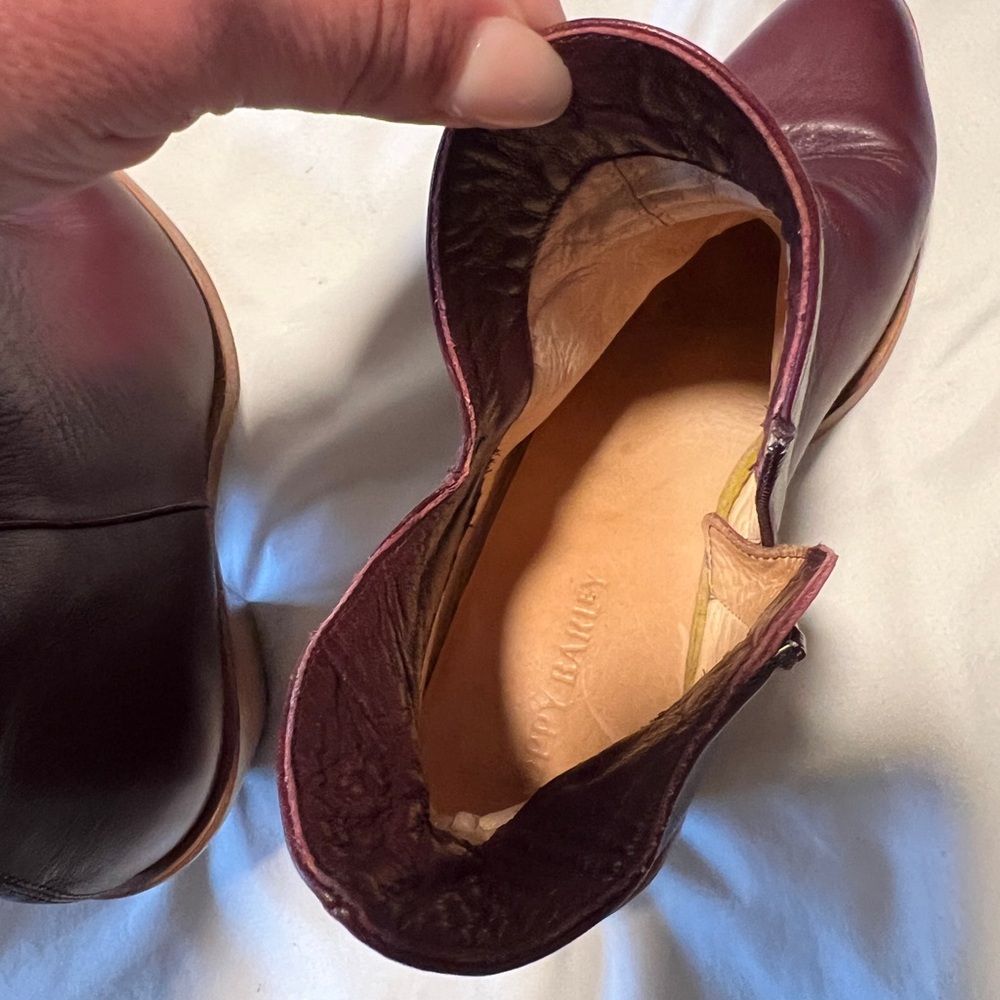 Women's Leather Ankle Boots: Poppy Barley- Rich Burgundy - Picture 3 of 6